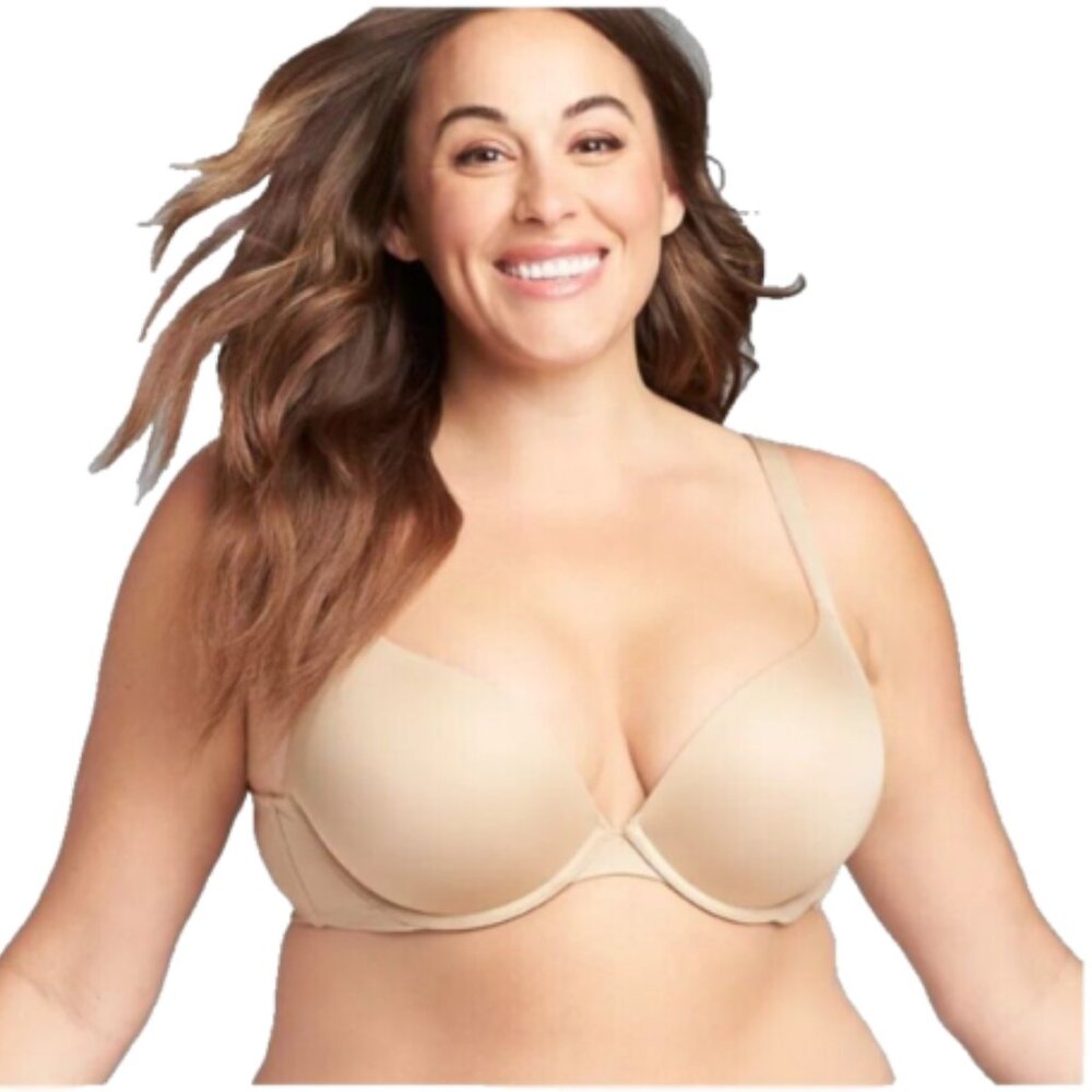 Lane Bryant Cacique Bra Smooth Boost Plunge Plus Size 40G Cafe Mocha